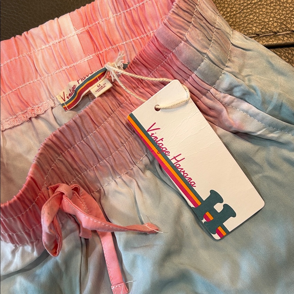 Pink and Blue Tie-Dye Girls Shorts, size M - Picture 3 of 4